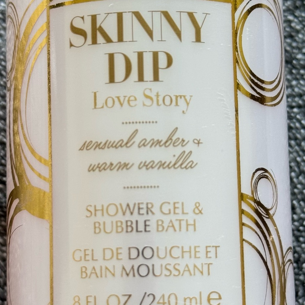 PURE ROMANCE SKINNY DIP Love Story Shower Gel and Bubble Bath Amber Vanilla NEW - Picture 3 of 3